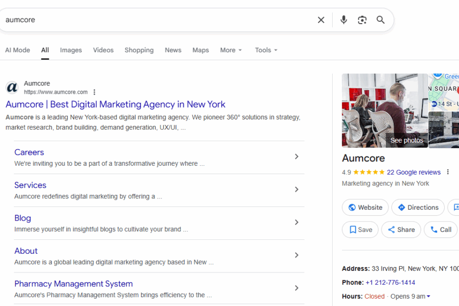 aumcore google business profile