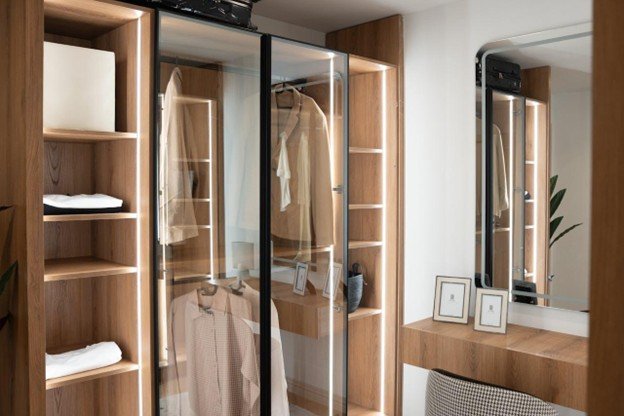 displayed clothes portray the role of lighting in the closet