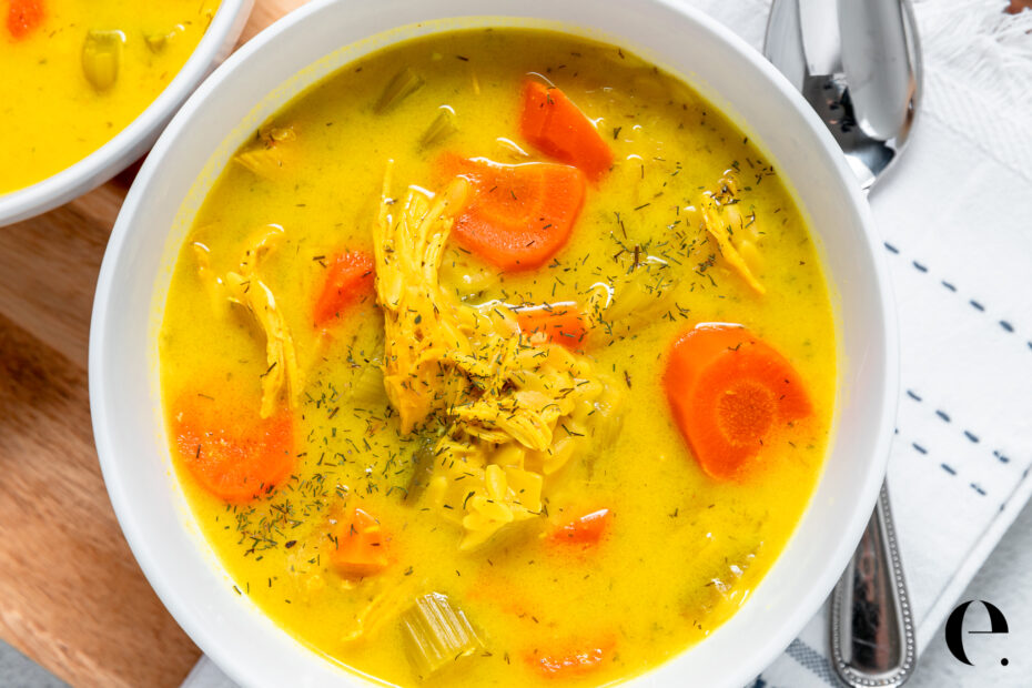 Lemon Chicken Orzo Soup (Naturally Creamy, No Cream) | Elizabeth Rider