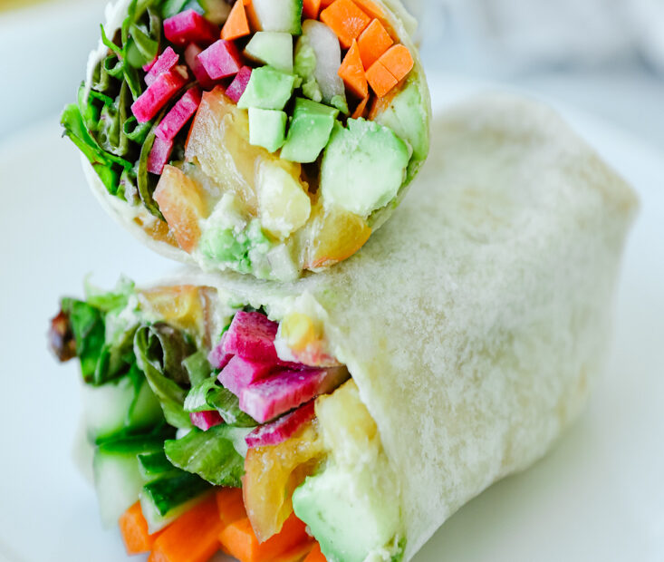 Loaded Veggie Hummus Wraps | Elizabeth Rider