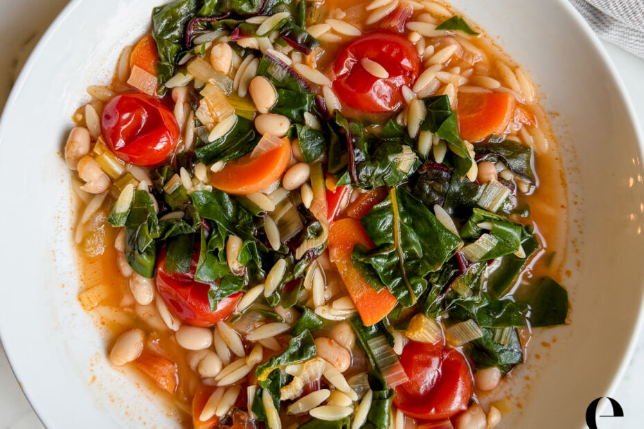 Rainbow Chard & Orzo Minestrone Soup | Elizabeth Rider