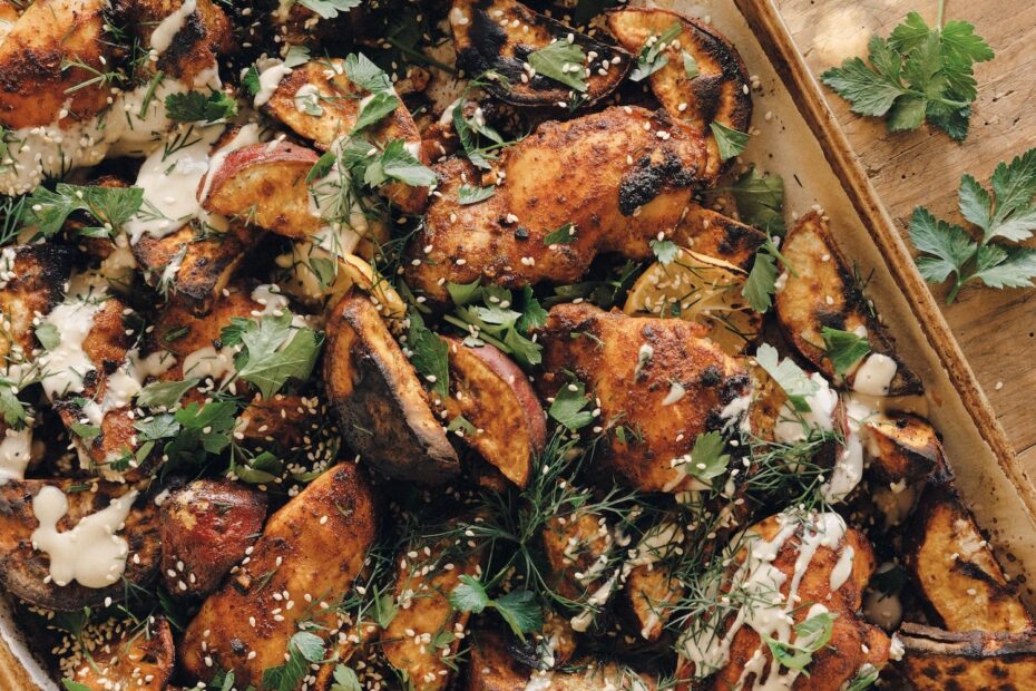 This Sheet Pan Chicken with Japanese Sweet Potatoes Is Everything I Want In a Weeknight Dinner